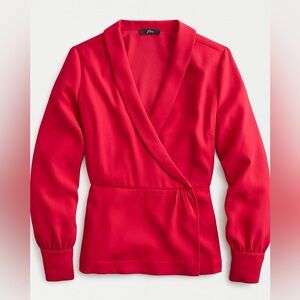 J.Crew Drapey faux-wrap top in 365 crepe festive red 14 peplum